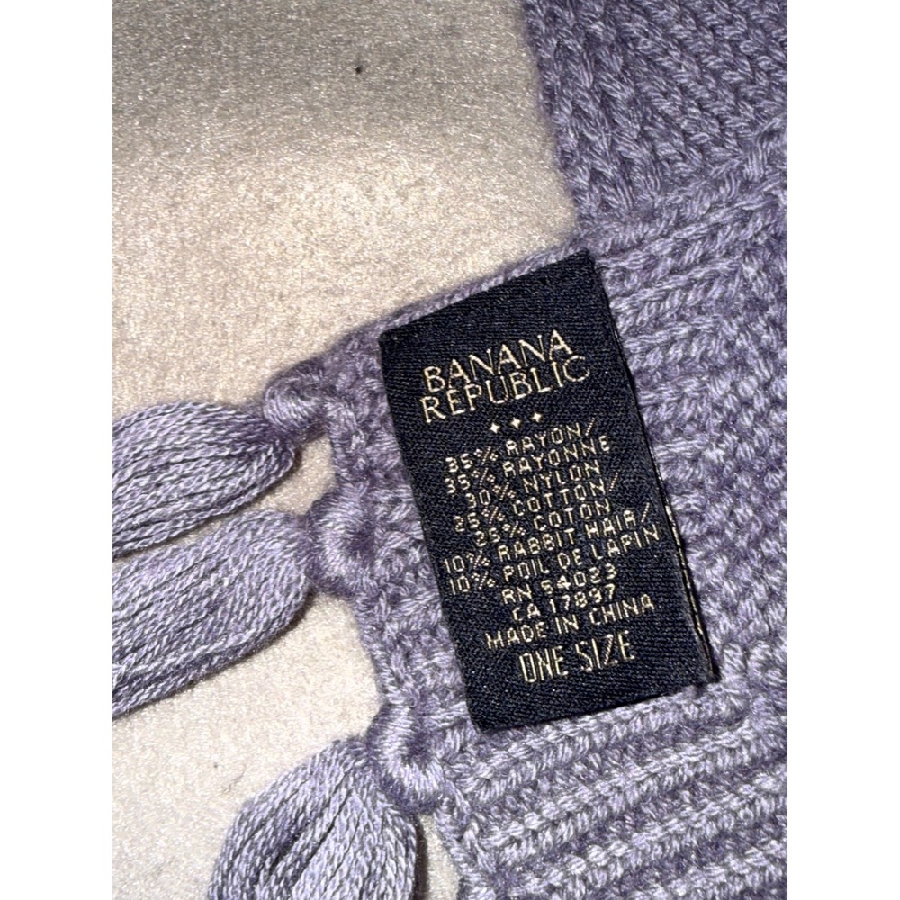 Banana Republic Purple Chevron Knit Fringe Scarf Rabbit Hair Blend One Size - Picture 3 of 5